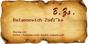 Balassovich Zsóka névjegykártya